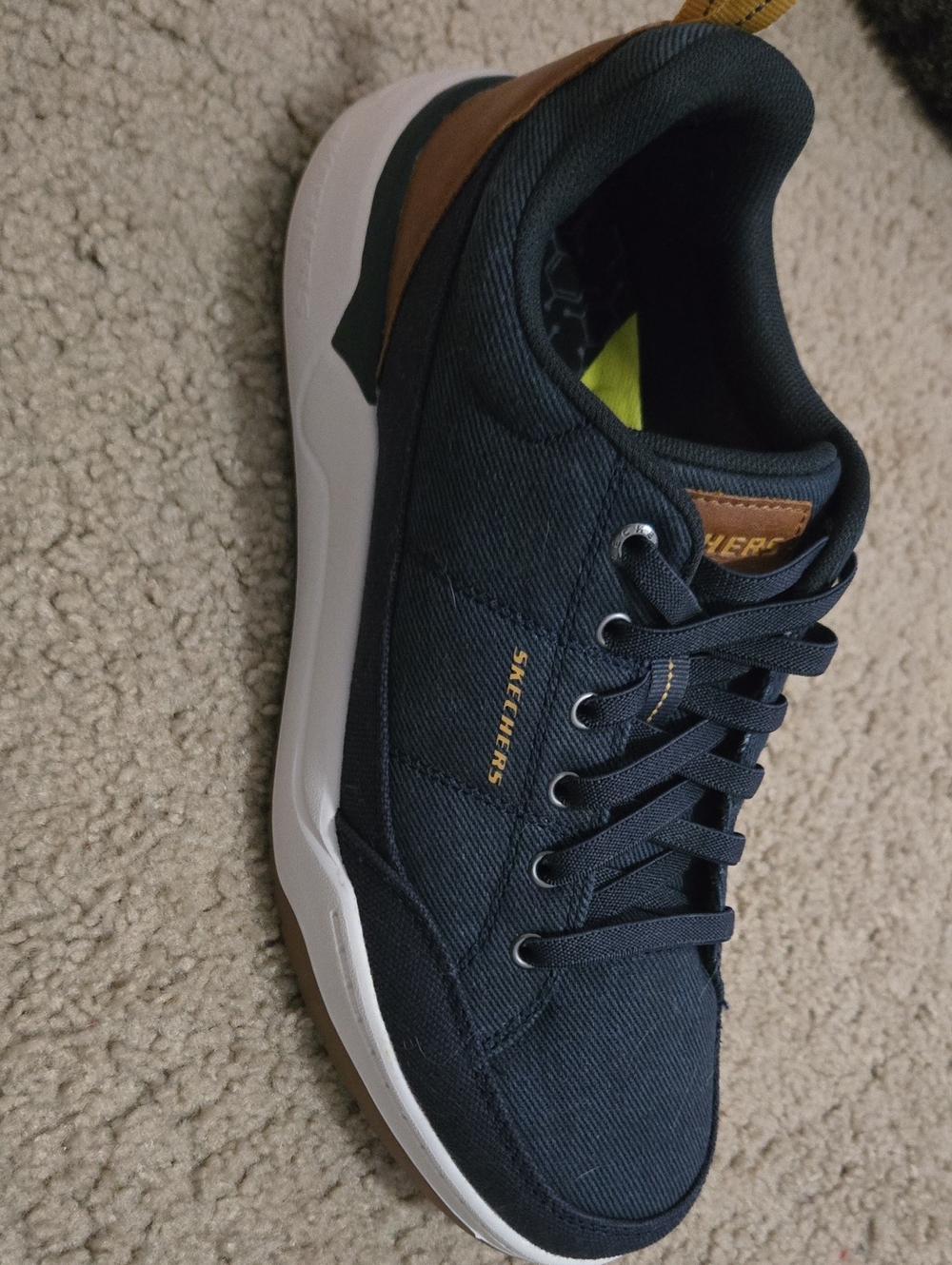 Skechers Men's Navy and Brown Low-Top Canvas Sneaker